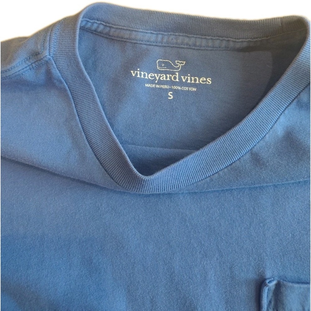 Vineyard Vines Mens Sz S Blue Long Sleeve Vintage Whale Logo Pocket T-Shirt A1 - Picture 5 of 10